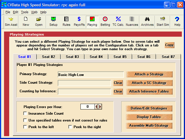 CVData Blackjack Simulator Screenshot