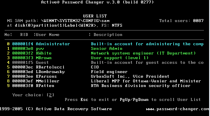 Active Password Changer Screenshot