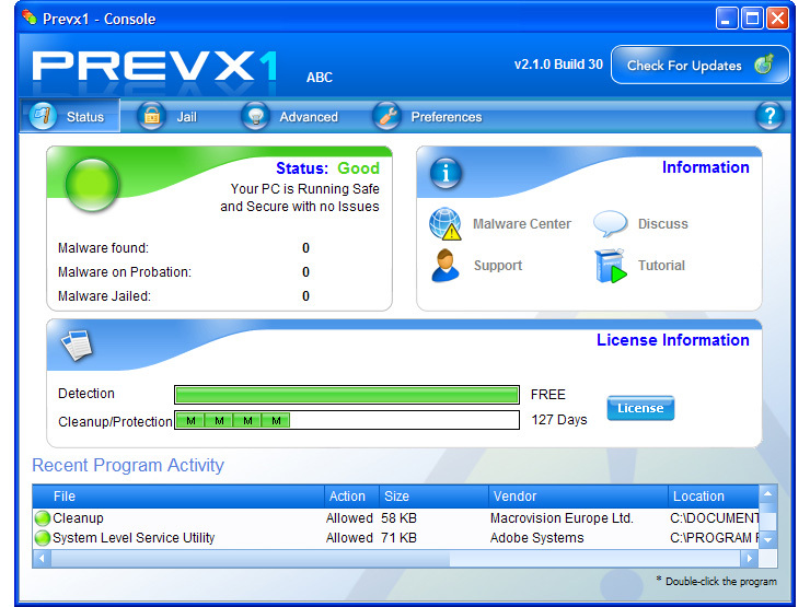 Prevx1 Screenshot