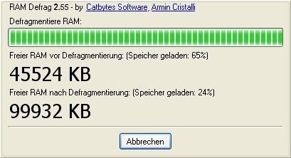 RAM Defrag Screenshot