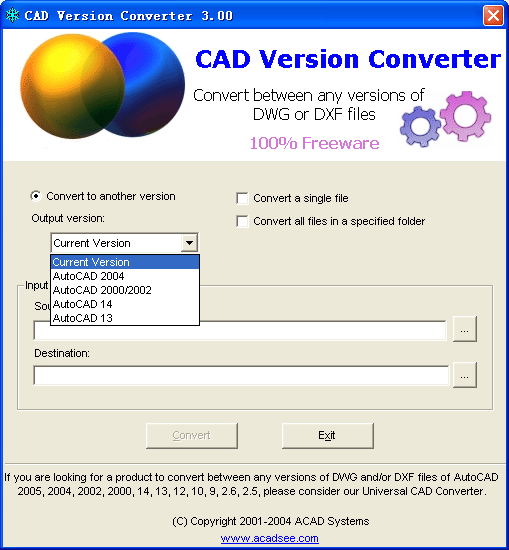 CAD Version Converter Screenshot