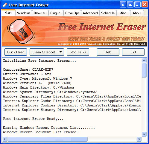 Free Internet Eraser Screenshot