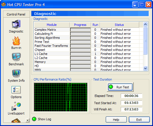 Hot CPU Tester Pro Screenshot