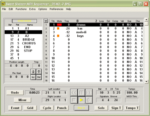 Sweet Sixteen MIDI Sequencer Screenshot