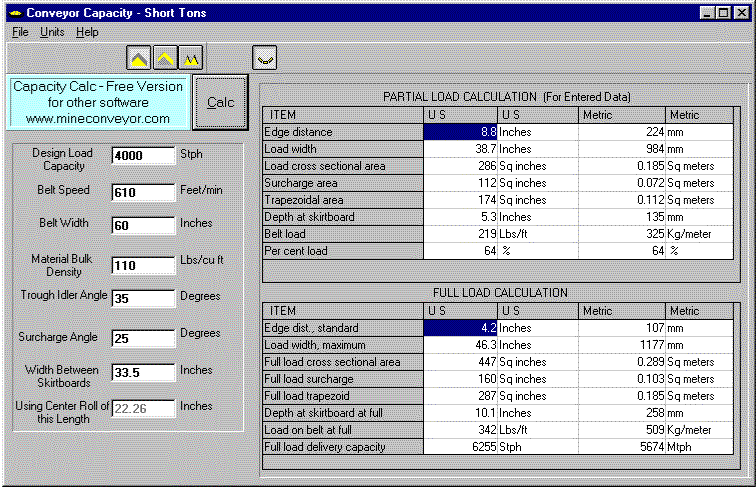 Conveyor Capacity Screenshot