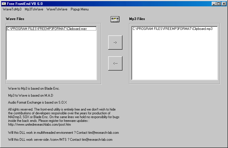 Free Mp3 Format ActiveX DLL Screenshot