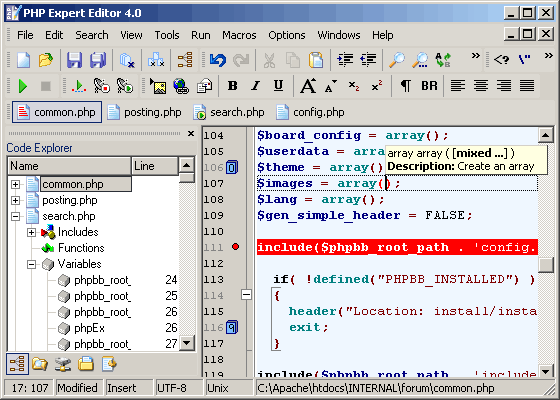 PHP Master Editor Screenshot
