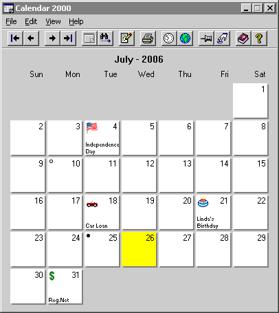 Calendar 2000 Screenshot