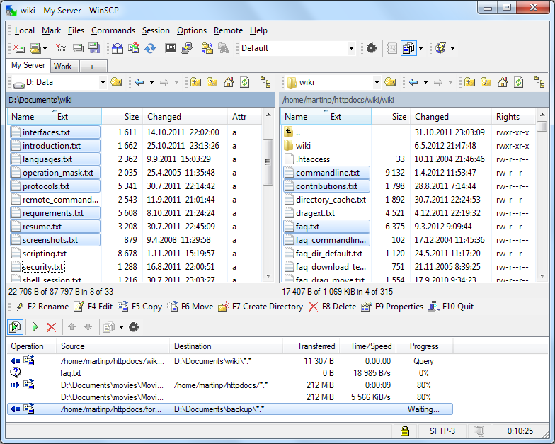 WinSCP Screenshot