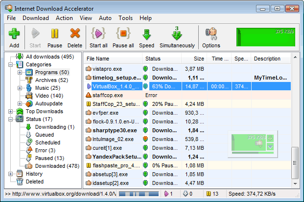 Internet Download Accelerator Screenshot