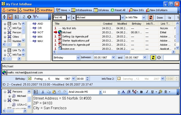 MDE InfoHandler Screenshot