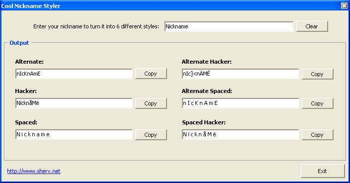 MSN Nickname Maker Screenshot