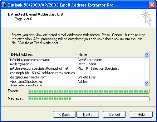 Outlook Email Address Extractor Pro Screenshot